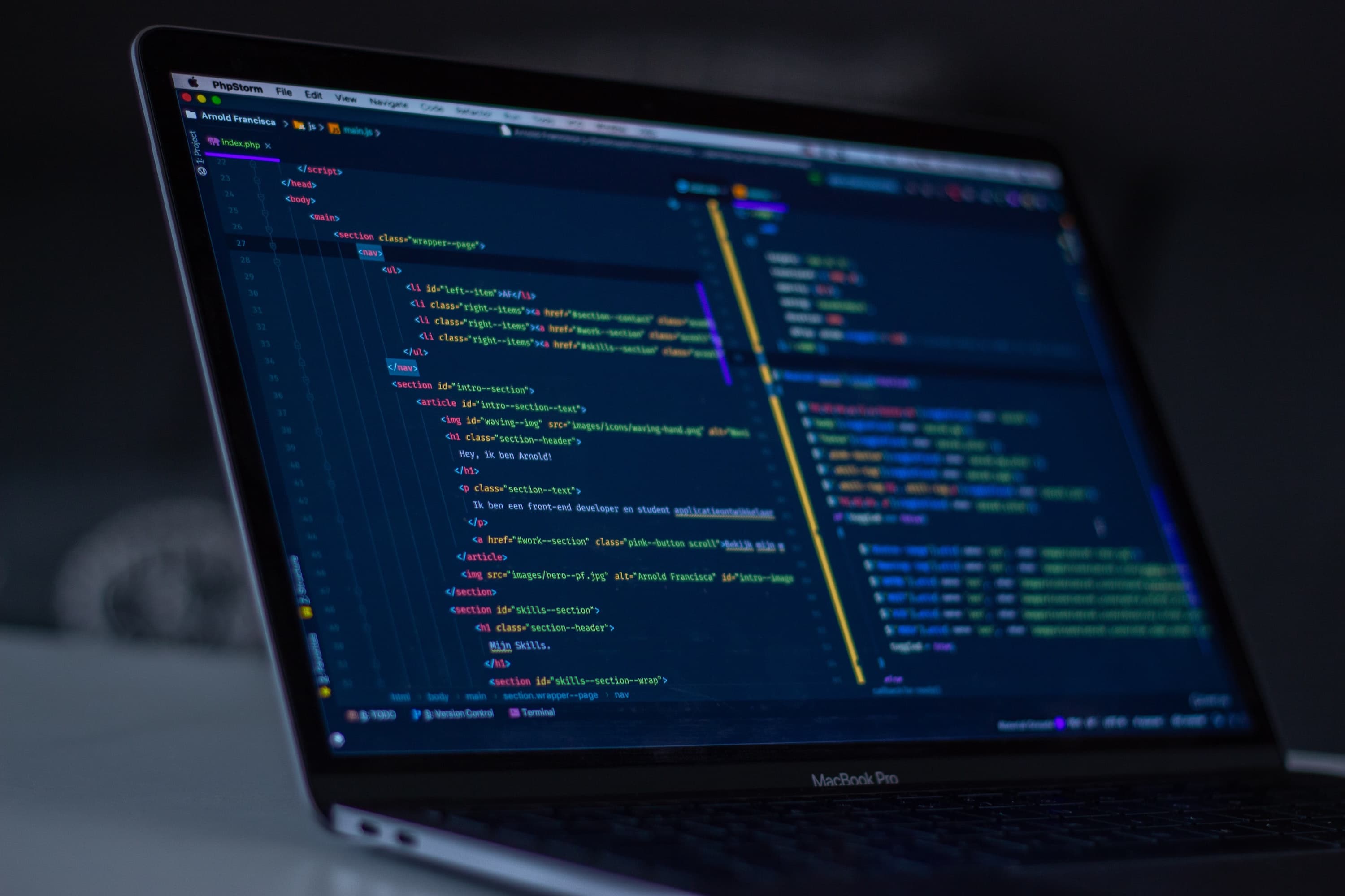 Developer reviewing code on screen